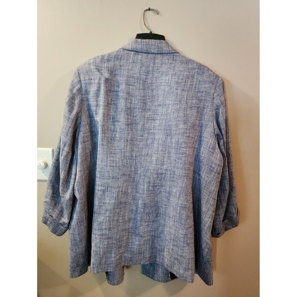 DKNY Blue Herringbone Linen Blend Blazer